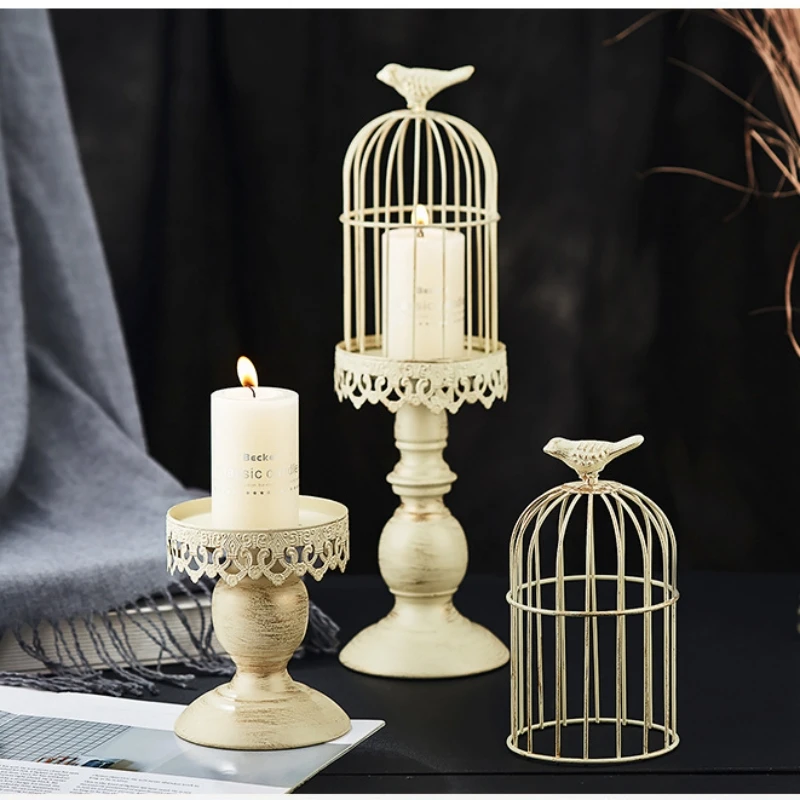 Vintage Photography Lighting - Vintage Klatka dla ptaków Świecznik Rzeźbione
