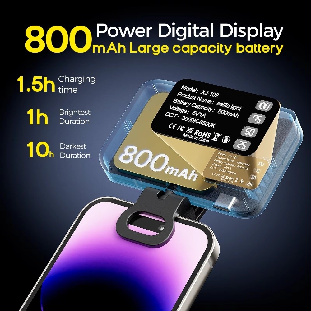 Photography Lighting Flash - Lampa LED do selfie 800/1000mAh, 3