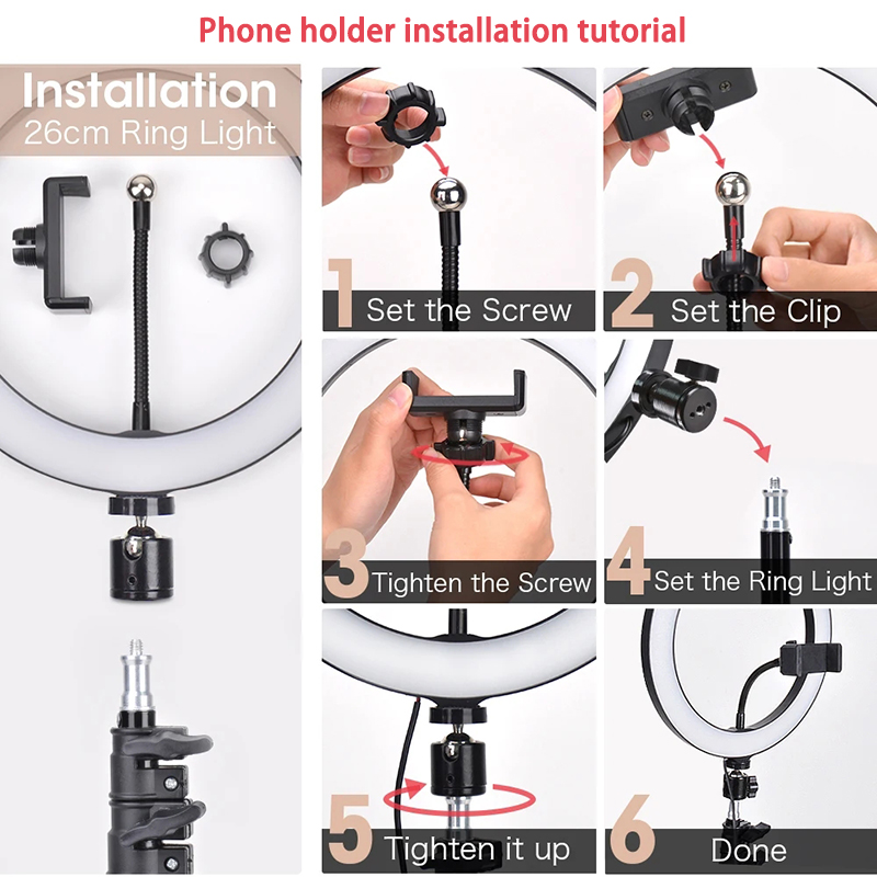 Lampa wideo 16/26/33cm, pierśc – Photography Lighting Tool recenzja i cena